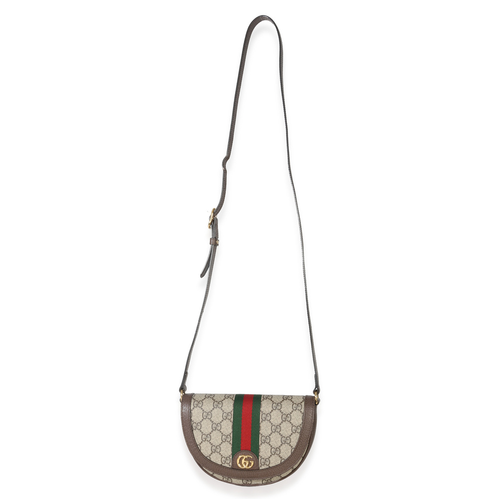 Gucci Beige GG Supreme Canvas Ophidia GG Curved Flap Bag - Picture 6 of 8